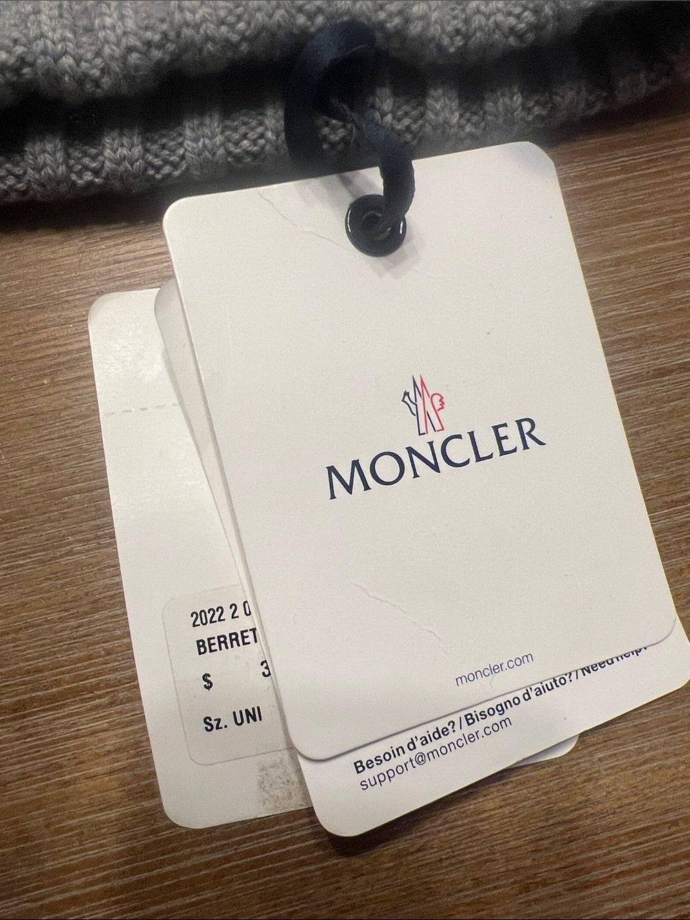 Moncler Ribbed Knit Beanie - Gray - Picture 3 of 6